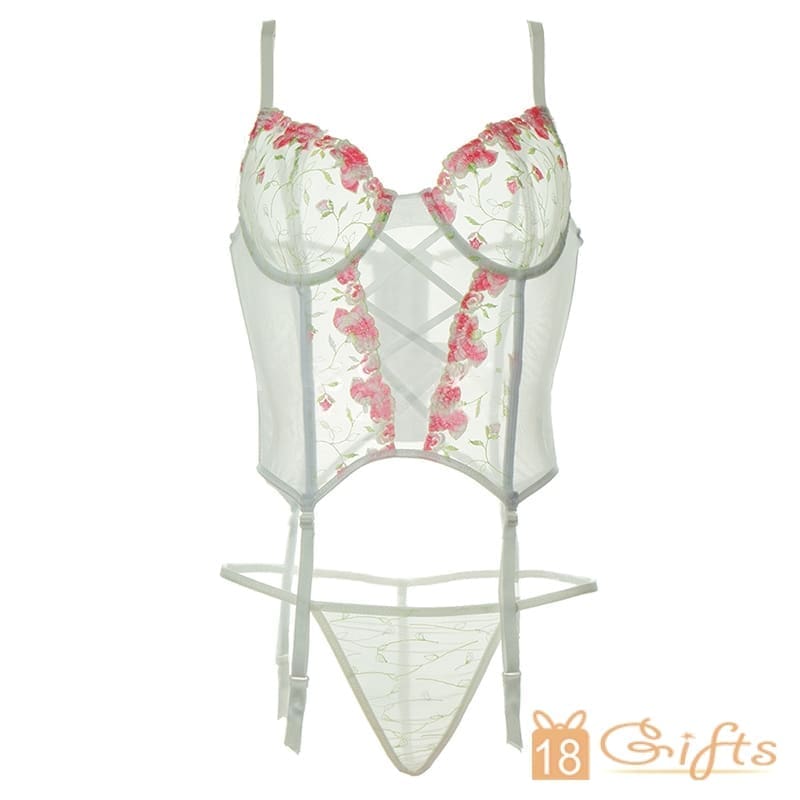 Florida 刺繡碎花束胸馬甲