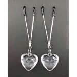 奴隷イカセ 透明心型鑽石乳首夾