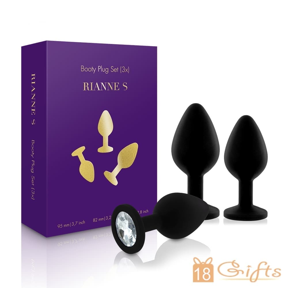 Rianne S Booty Plug Set 3X Black 紫鑽後庭塞套裝