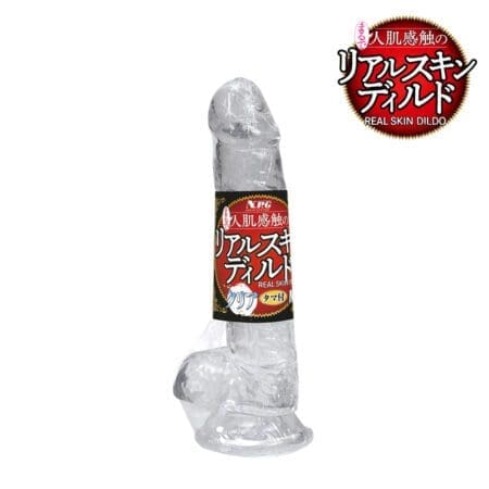 人肌觸感透明仿真陽具 帶睾丸款 M